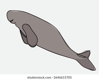 Dugong in continuous line drawing on a white background.
