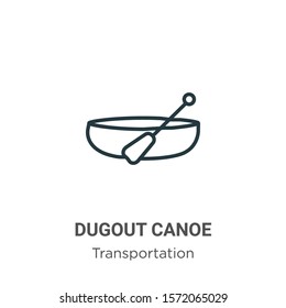 Dugout canoe outline vector icon. Thin line black dugout canoe icon, flat vector simple element illustration from editable transportation concept isolated on white background