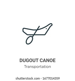 Dugout canoe outline vector icon. Thin line black dugout canoe icon, flat vector simple element illustration from editable transportation concept isolated stroke on white background