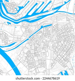 Duisburg, North Rhine-Westphalia, Germany high resolution vector map with editable paths. Bright outlines for main roads. Use it for any printed and digital background. 