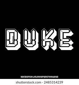 duke typeset, the futuristic modern college combined with varsity style font