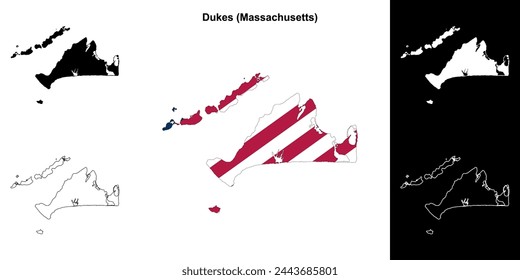 Dukes County (Massachusetts) outline map set