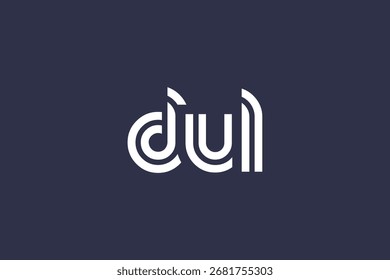Diseño de logotipo de letra moderno único creativo de DUL. Diseño elegante del logotipo del monograma con los Elementos decorativos y la tipografía
