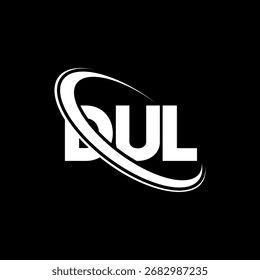 DUL logo. DUL letter. DUL letter logo design. Initials DUL logo linked with circle and uppercase monogram logo. DUL-typography for technology, business and real estate brand.
