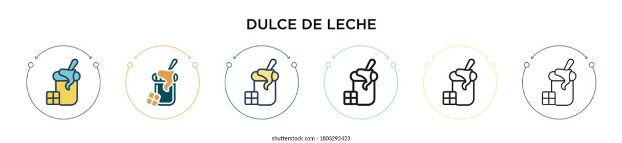 Dulce de leche icon in filled, thin line, outline and stroke style. Vector illustration of two colored and black dulce de leche vector icons designs can be used for mobile, ui, web