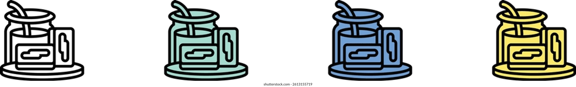 dulce de leche icon. Outline, Green, Blue and Yellow Style Design Isolated On White Background