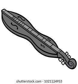 Dulcimer Illustration - A vector cartoon illustration of a Ozark Dulcimer.