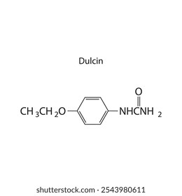 Diagrama de estrutura esquelética de dulcina. Molécula de composto de adoçante artificial ilustração científica.