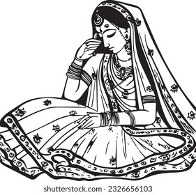 Dulhan braide vector and white background
