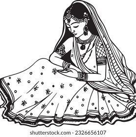 Dulhan braide vector and white background