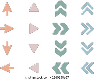 Dull color arrow set with a sense of omission.
A plain arrow, a barless arrow, and a double arrow.