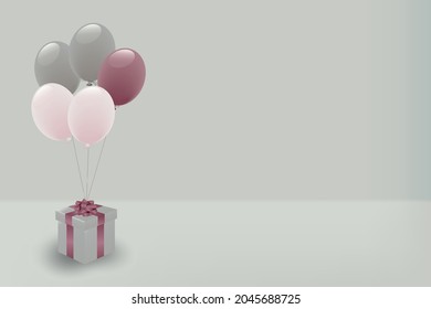 Globos de color oscuro y caja actual