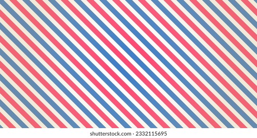 Dull retro pattern for a barber shop. Abstract striped vintage vector background for men's haircut and shave salon design. Red-blue-white background for flyers.