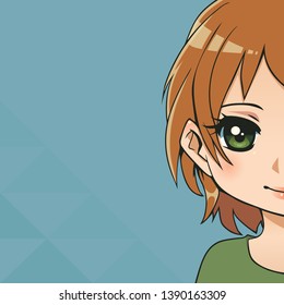 Dull Turquoise Background Half Face Anime Stock Vector (Royalty Free ...