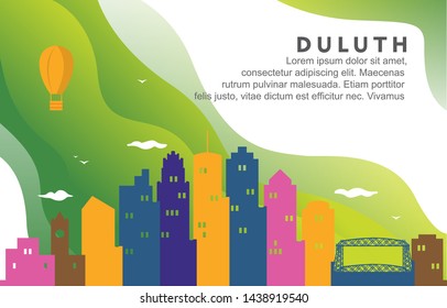 Duluth Minnesota City Building Cityscape Skyline Dynamic Background Illustration