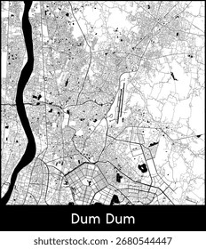 Dum Dum city map, India - Topographic vector map poster