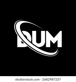 DUM logo. DUM letter. DUM letter logo design. Initials DUM logo linked with circle and uppercase monogram logo. DUM-typography for technology, business and real estate brand.