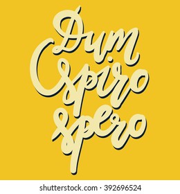 Dum spiro spero. Latin aphorism "as long as I am alive there is hope". Modern calligraphic style. Hand lettering and custom typography for your design