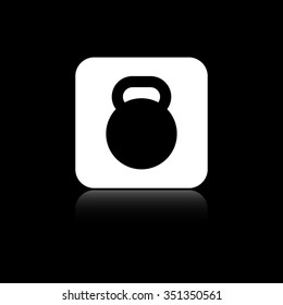 dumb bell - black vector icon on the white button