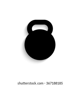 dumb bell - black vector  icon with shadow