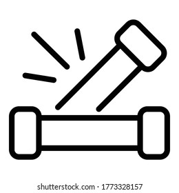Dumb bell icon. Outline dumb bell vector icon for web design isolated on white background