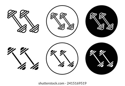 dumb bell pair icon sign set in outline style graphics design
