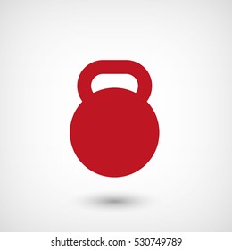dumb bell - red vector   icon with shadow