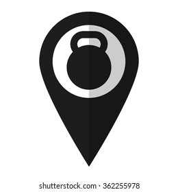 dumb bell - vector icon;  black map pointer