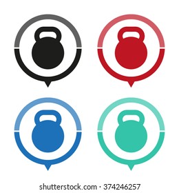 dumb bell - vector icon; map pointer;  message bubble