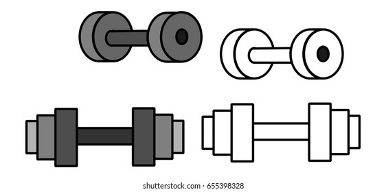 Dumb Bells Illustration In Black And White Close Up 