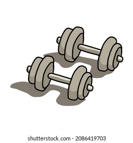 Dumb bells training weigh drawing. Vector illustration representing fitness hard work concept for prints, tattoos, posters, textile, web etc.