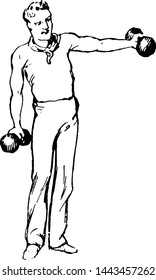 Dumb bells vintage engraved illustration. 