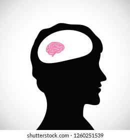 dumb man with small brain vector illustration