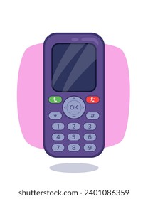 Dumb Telefon, Vektorgrafik. Modernes Mobiltelefon. Anti-Smartphone, minimalistisches Telefonkonzept