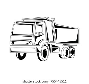 Dumb Truck Line Art Vector Illustration