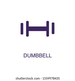 Dumbbel element in flat simple style on white background. Dumbbel icon, with text name concept template