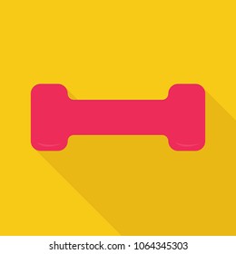 dumbbel icon in flat style with long shadow, isolated vector illustration on yellow transparent background