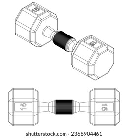 Dumbbell 15 kg isolated on white background. Fitness, cardio, and muscle building machines. Exercise and gym concept. Vector illustration.