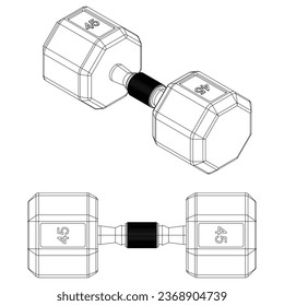 Dumbbell 45 kg isolated on white background. Fitness, cardio, and muscle building machines. Exercise and gym concept. Vector illustration.