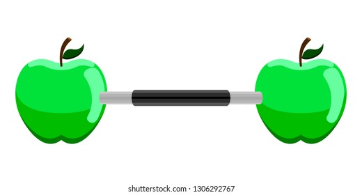 Dumbbell with apple shapes. Fitness concept. Vector illustration design