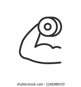 dumbbell arm. linear icon. Line with editable stroke