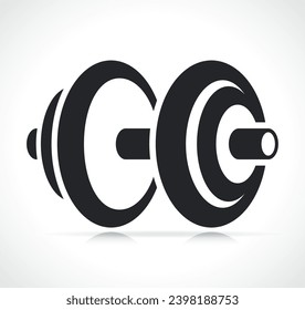 dumbbell or barbell icon isolated
