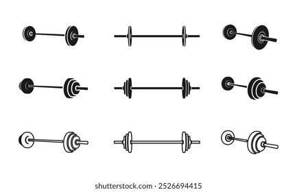 dumbbell or barbell icon set vector illustration isolated on white \background.