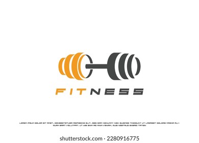 Dumbbell barbell logo design illustration. Dumbbell barbell silhouette creative idea. Gym fitness sport design. Simple modern exercise silhouette.