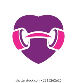 Dumbbell barbell love logo design illustration. woman gym logo. female sport logo.