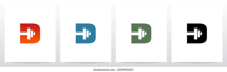 Dumbbell Barbell on Letter Initial Logo Design D