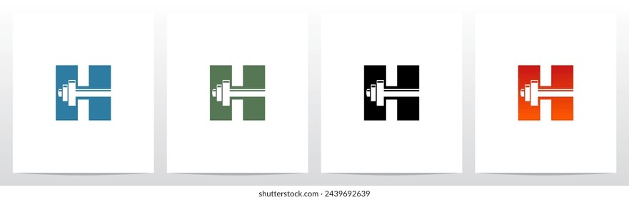 Dumbbell Barbell on Letter Initial Logo Design H