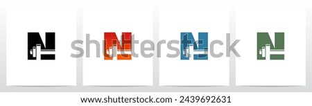 Dumbbell Barbell on Letter Initial Logo Design N Foto stock © 