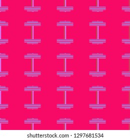 Dumbbell or barbell seamless pattern - Fitness workout concept background.