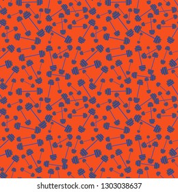 Dumbbell or barbell seamless pattern - Fitness workout concept background.